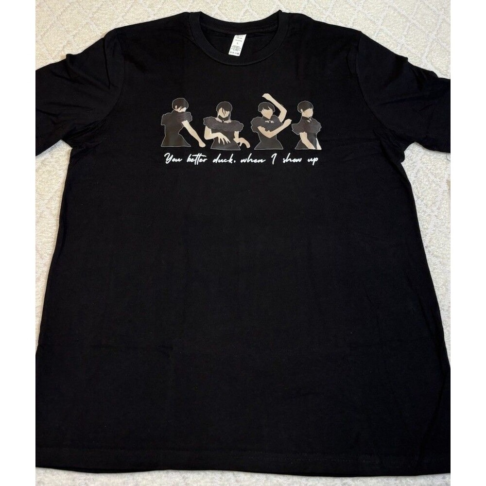 New Wednesday Addams You Better Duck When I Show Up Dance TV Show Shirt Size L